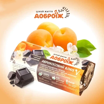 Батончик у чорному шоколаді без цукру «Абрикосовий блюз» ДоброЇж 36 г