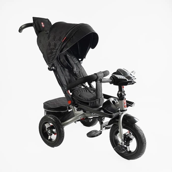 Детский трехколесный велосипед Best Trike 6088 F надувные/фара, с USB, пультом, родительской ручкой (Черный)