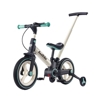 Дитячий велосипед-трансформер 4 в 1 Best Trike BT, ручне гальмо, батьківська ручка, колеса PU (Бірюзовий)