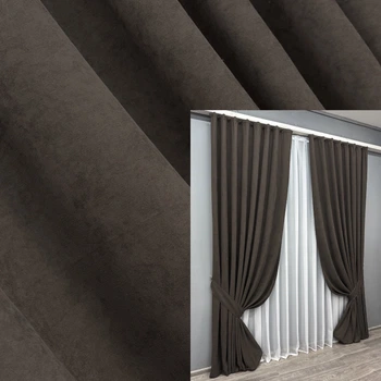 Комплект готовых штор VR-Textil Микровелюр Petek YL № 1892ш Венге 150х270 см 2 шт (33-0950)