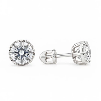 Сережки-пусети (гвоздики) срібні Фантазія з фіанітом Silver Style (30071.60 sku:2300103289769)