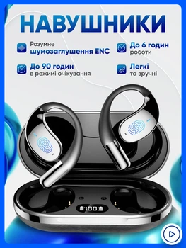 Бездротові Bluetooth-навушники з шумозаглушенням розумні сенсорні з тривалим часом роботи режимом очікування з дисплеєм на кейсі потужні динаміки
