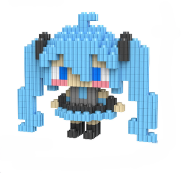 Конструктор 3D фигурка Мику Хатсуне Miku Hatsune вокалоид мини блоки 400 деталей (SVS)