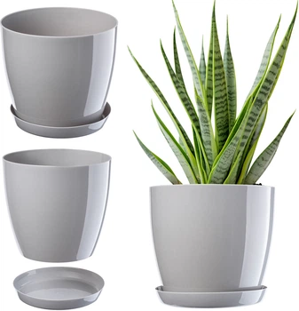 Квітковий горщик з підставкою Kadax Agen 28 см Сірий (K1070)