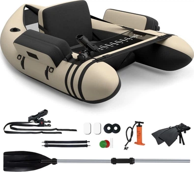 Човен надувний Costway Belly Boat бежевий