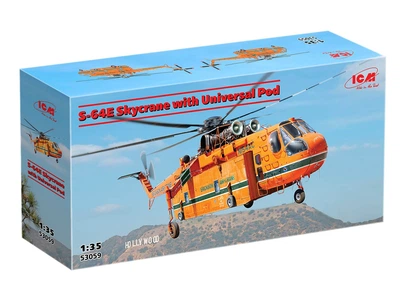 Сборная модель ICM – Sikorsky S-64E Воздушный кран с универсальным контейнером (53059)