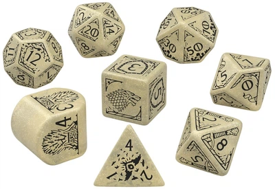 Zestaw uniwersalnych kości do gier Q-Workshop Gra o Tron Stark 8 szt (5907699497676)