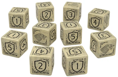 Zestaw uniwersalnych kości do gier Q-Workshop Gra o Tron Stark D6 10 szt (5907699497683)