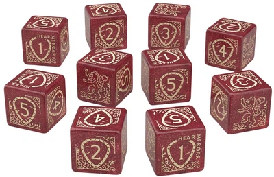 Zestaw uniwersalnych kości do gier Q-Workshop Gra o Tron Lannister D6 10 szt (5907699497706)