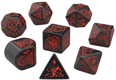 Zestaw uniwersalnych kości do gier Q-Workshop D6 Gra o Tron Dom Targaryenów 8 szt (5907699497713)
