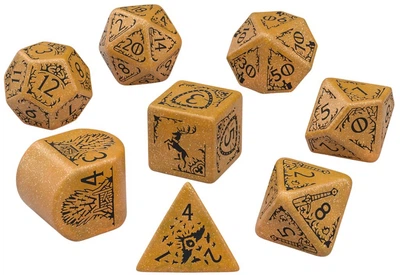 Zestaw uniwersalnych kości do gier Q-Workshop D6 Gra o Tron Dom Baratheonów 8 szt (5907699497737)
