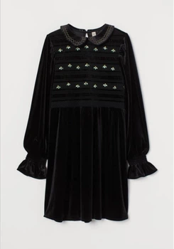 Вельветовое платье H&M 938855001c49 XS черное (100003030)
