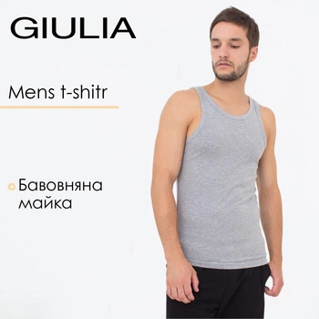 Мужская хлопковая майка Giulia МАЙКА МУЖСКАЯ 30801/60 L Grey melange, классическая трикотажная майка