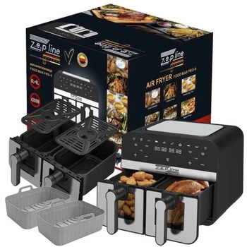 Двокамерна аерофритюрниця Zepline ZP-0218, 12 л, 4200 Вт — безолійна Air Fryer із силіконовими формами (H562001)