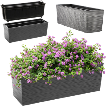 Балконний ящик з вставкою Kadax Treviso 19 х 56 см Графітовий (K3865)