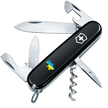 Ніж складаний, мультитул Victorinox Spartan Ukraine (91мм, 12 функцій), чорний, карта 1.3603.3_T1166u