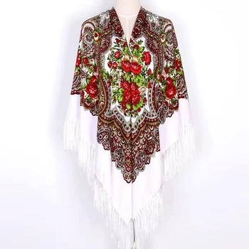 Різдвяна українська народна хустка з тороками 150х150см Білий