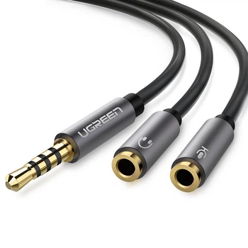 Кабель UGREEN AV141 3.5mm Male to 2x3.5mm Female Headset Splitter 20cm Black (30619)