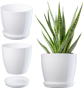 Квітковий горщик з підставкою Kadax Agen 28 см Білий (K1056)