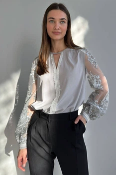 Блуза з ажурними рукавами, колір Сірий Nenka 8Nk_3385-c05Grey XL 2000000996196