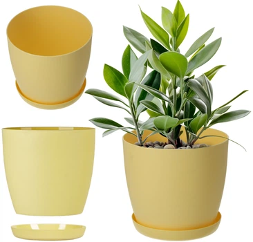 Квітковий горщик з підставкою Kadax Agen 25 см Жовтий (K2117)