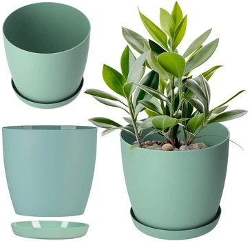 Doniczka z podstawką Kadax Agen 25 cm Zielona (K2118)