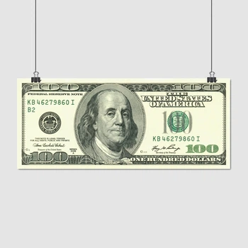 Постер Сто долларов США (сувенирные), 100 dollars, A2 26×60 см (id4528)