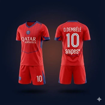 Дитяча футбольна форма PSG Paris Saint-Germain Dembélé 10 25/26, розмір 28 (зріст 150-155 см), червона