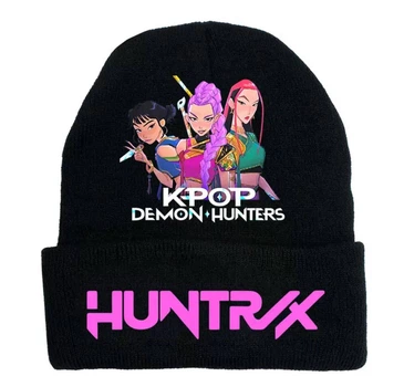 Шапка з написом HUNTRX, K-pop Demon Hunters, Кпоп мисливиці на демонів, чорна