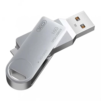 USB флеш-накопичувач XO DK03 USB3.0+Type C 16GB Сталевий