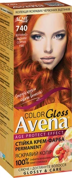 Cтійка&nbsp;крем-фарба&nbsp;для&nbsp;волосся&nbsp;Avena Gloss&nbsp;Color 740&nbsp;Вогняно-мідний 135 мл (4823115507112)
