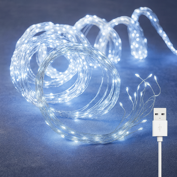 Гирлянда Конский хвост от USB, 2 м, 10 нитей, 200 LED, Белый
