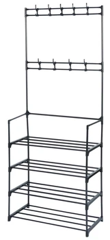 Wieszak na ubrania Vilde z regałem na buty metalowy 57 x 28 x 156 cm czarny 568023 (5904316472153)