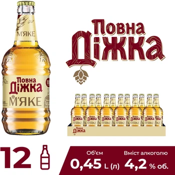 Упаковка пива Повна Діжка М'яке пастеризоване світле 4.2% 0.45 л х 12 шт (4820034925935)
