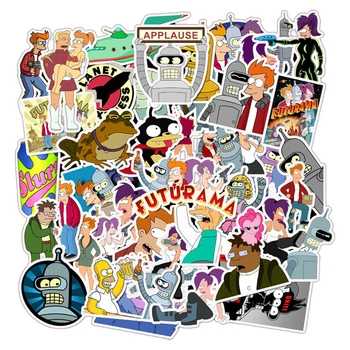 Набор наклеек стикеров Футурама Futurama 50 штук наклейки из мультсериала