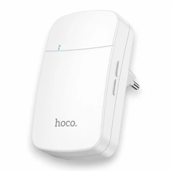 Бездротовий дверний дзвінок Hoco HI26, self-powered, 38 мелодій, регульована гучність до 5 дБ, радіус до 150 м, білий, живлення від мережі EU