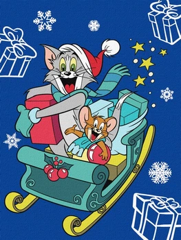 Картина по номерам Ideyka для детей WB Tom and Jerry: на санках 30х40 см (4823104388111)