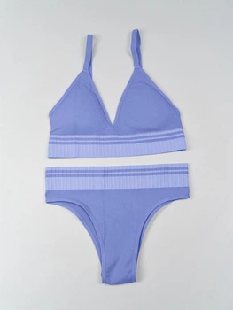 Комплект нижнего белья спортивный с топом ISSA PLUS BL3-218 S/M сиреневый (issa2007682680368)