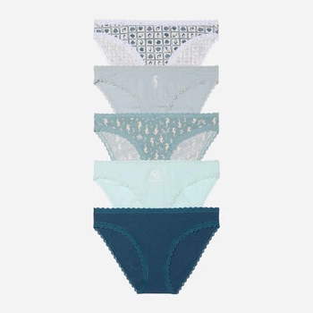 Набір трусиків сліпів жіночих бавовняних Victoria's Secret Stretch Cotton Lace-Trim Bikini 27065823 XS 5 шт Комбінований (43652955162753)