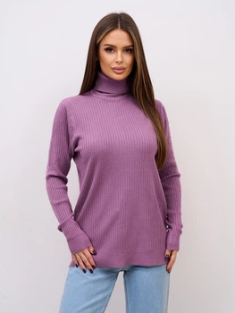 Светр вільного крою з горлом однотонний ISSA PLUS WN20-721 L/XL темно-бузковий (issa2007682760718)