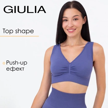 Безшовний жіночий топ з ефектом push-up з мікрофібри Giulia TOP SHAPE S/M Blue-marlin, Безшовний топ