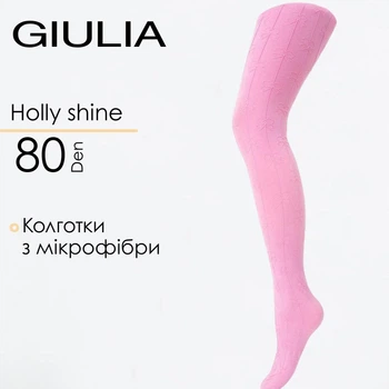 Детские теплые колготки из микрофибры и узором Giulia HOLLY SHINE 80 (1) 140/146 Violet-sweet lilac, колготки для девочек