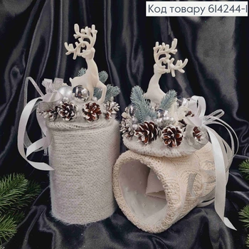 Коробка (11*15см) БЕЛАЯ +крышка с ОЛЕНЕМ(высота 16см),декорированная, ручная работа, Украина