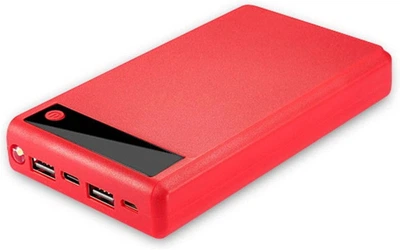 Корпус-павербанк под аккумуляторы 18650x6, USB-A/Micro/Type-C, индикатор, для сборки, красный