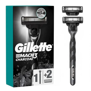 Бритва мужская для бритья Gillette Mach3 Charcoal с 2 сменными кассетами