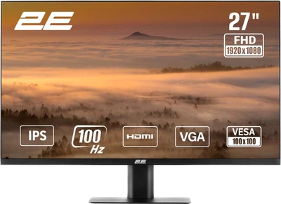 Монитор 27" 2E F2725B D-Sub, HDMI, IPS, 100Hz (2E-F2725B-01.EU)