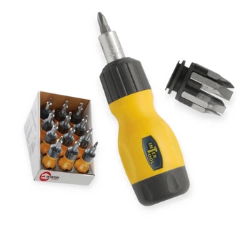 Отвертка с битами 6 шт, CrV, трещоточная MINI (вакуумная упаковкака) INTERTOOL