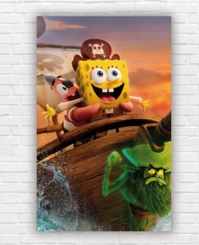 Бумажный вертикальный плакат "Губка Боб Квадратные Брюки. Спанч Боб. SpongeBob SquarePants Пират" 120х75см