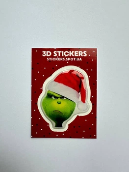 Обʼємна 3D наліпка "Grinch" (Грінч) новорічний стікер для декора телефона, ноутбука, блокнота