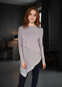Кофточка блузка женская с асимметричным низом однотонная Zara Серая 15280 M (на укр 42-44)